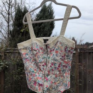 I Heart Ronson Cream Floral Bustier Top